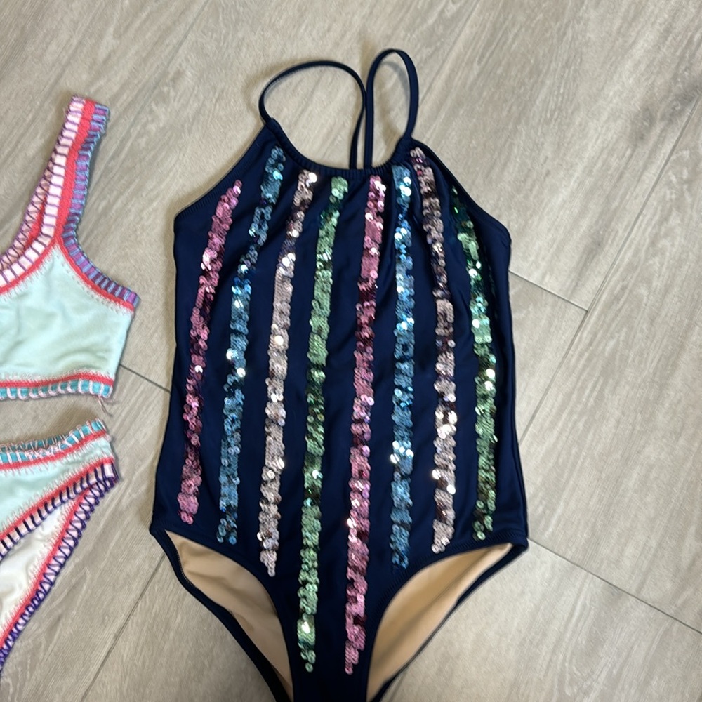 Crew Cuts bathing suit and platinum bikini